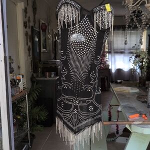 Elegant Black Beaded Dress